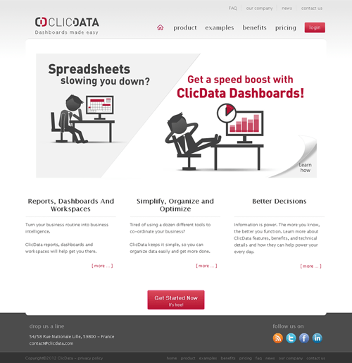 Clicdata home page
