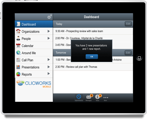ClicWorks Mobile dashboard