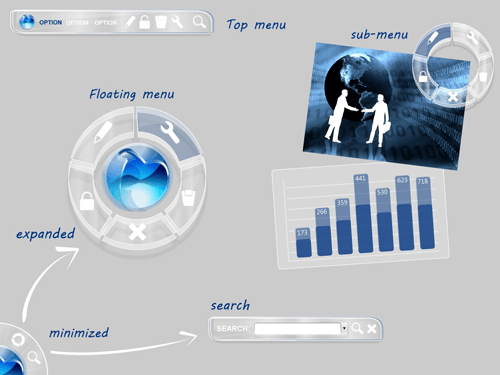 Infinis menu interface mockup