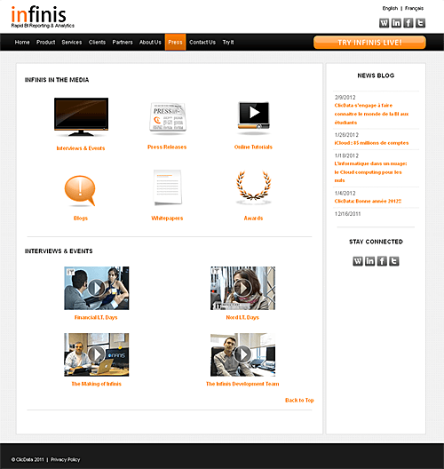 Infinis website press page