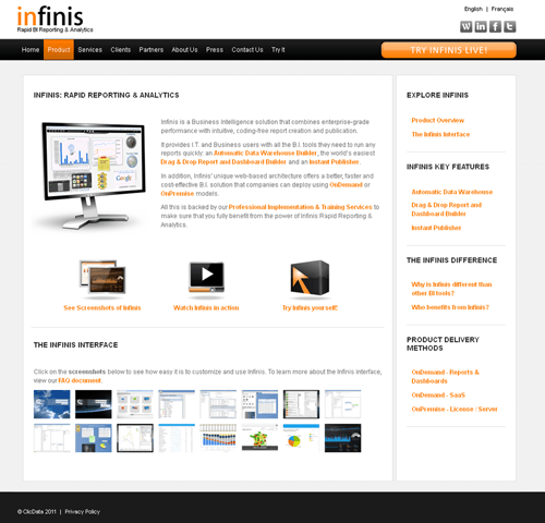 Infinis website product page