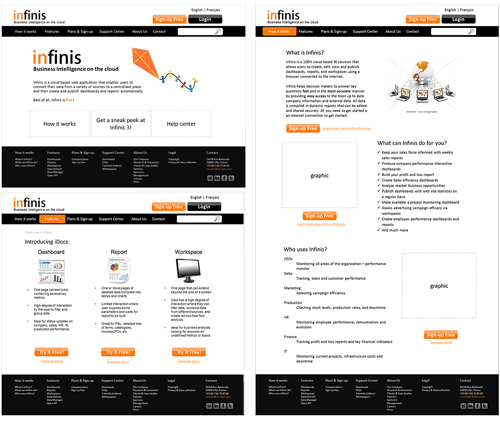 Infinis low-fidelity mock-ups