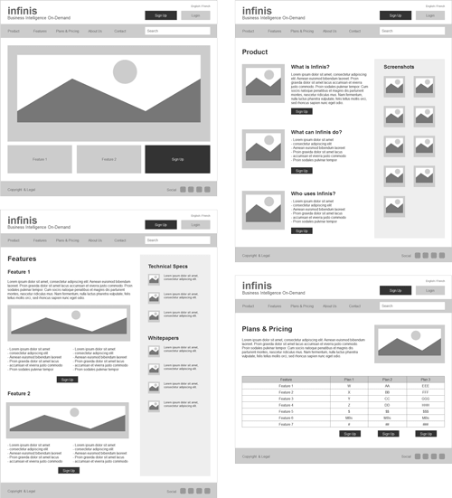 Infinis website wireframes